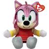TY Floppy Amy Rose di Sonic, Peluche Morbido da 20 cm | Peluche extra morbido e flessibile con targhetta TY a cuore, idea regalo per i fan di Sonic di ogni età e per Natale