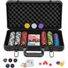 HOMASIS Set da poker con 500 chip laser, valigetta da poker con 2 mazzi di carte, 5 dadi, 3 spacciatori, chiavistello, valigetta da poker in alluminio con 2 chiavi, set completo per feste, casinò (500