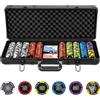 RELAX4LIFE Valigetta da poker in alluminio con 300/500 fiches da poker laser numerate/2 set di carte da poker/5 dadi/3 pulsanti del mazziere, (500 Chips)