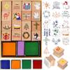DPKOW Presepe Natalizio Timbri per Bambini Artigianato con Tampone di Inchiostro, Timbri in Legno per Bambini Fai-da-Te Scrapbooking Presepe Natale Pittura Gadget Regalo
