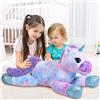 SNOWOLF Giocattolo Unicorno Grande Peluche Animale Peluche Cuscino Grande Cavallo Peluche Fluffy Multicolore Unicorno Regalo per Bambini Ragazze Ragazzi, San Valentino, Natale (blue, 80 cm)