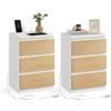 VASAGLE KAILYN Collezione - Comodino con Stazione di Ricarica, Set di 2, con 3 Cassetti, 2 Prese AC 2 Porte USB, per Soggiorno, Camera da Letto, Studio, Bianco Nuvola e Giallo Mandorla LET831Y01
