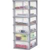 Iris Ohyama Cassettiera in Plastica, Portaoggetti, 6 Cassetti Medi, Grigio, Apertura Facile, Formato A4, A5 e A6, Organizzatore, Per Ufficio, Scuola, Cartoleria, Senza BPA, Contenitore, OCH-2006