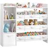 SONGMICS Libreria Montessoriana per Bambini, Scaffale Portagiochi con Scatole, Mobile Contenitore Organizer Giochi, Salvaspazio Cameretta, 113,1 x 30 x 104 cm, Bianco, Collezione TEZA GKR061WB01
