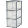 Iris Ohyama Cassettiera in Plastica, Portaoggetti, 3 Cassetti Grandi, Grigio, Apertura Facile, Formato A4, A5 e A6, Organizzatore, Per Ufficio, Scuola, Cartoleria, Senza BPA, Contenitore, OCH-2300