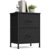SONGMICS Comodino con 2 Cassetti, Tavolino Laterale | per Camera da Letto, Moderno, Nero Inchiostro e Nero Ebano, Collezione BELLAH LGS312BH03