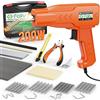 Foliv Saldatrice in plastica da 200 W, set 2 in 1, per la riparazione di paraurti auto, con 1000 chiodi per saldatura, 16 aste di saldatura in plastica e carta vetrata, pinze, coltelli
