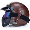 EBAYIN Casco vintage retrò Scooter Casco jet ciclomotore Casco mezzo casco in pelle 3/4 con visiera Casco aperto per uomo e donna Certificazione DOT ECE