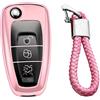 M.JVisun Morbido TPU Custodie per Chiavi Auto Per Ford Ecosport Escape Kuga Fiesta Focus MK3 Mondeo Ranger Pieghevole Cover Chiave Guscio Chiave - Lucido Rosa - Intrecciato Portachiavi