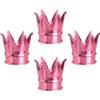 SENZEAL 4 Pezzi Tappi Pneumatici Auto Corona Antipolvere Coprivalvola Auto Universale in Lega di Alluminio Tappino Gomme per Auto Biciclette Camion Moto (Rosa)