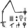 KDD Supporto per microfono, braccio a collo d'oca regolabile da 37 con adattatore da 5/8 e 1/4, supporto per clip per microfono, con carico massimo di 3LB per Blue Yeti Nano e altri microfoni