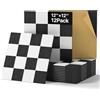 Woovio Pannelli Fonoassorbenti Autoadesivi 12 Pezzi,Pannello Fonoassorbente in Poliestere 30x30x0,9cm,Isolamento Acustico Parete per Studio Ufficio Gaming Deco,Pannelli Acustici Scacchiera Nero-Bianco
