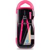 Colourbook Balaustrone Doppio Snodo, Compasso Disegno Tecnico Con Vite Micrometrica, Set Con Astuccio Rigido E Tubetto Mine, In Acciaio Inox Nickel Free, Rosa Fluo, Per Scuola Tecnica Geometria