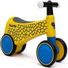 Hurtle Bicicletta per bambini con manubrio a LED, sicura senza pedali, con 4 ruote, Balance Bike per bambini e bambine di 18-36 mesi, colore giallo