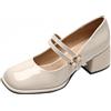FQLGJMY Donna Piattaforma in Pelle brevettata Mary Janes Abito Pompe Gothic Scarpe Tacco Basso Grosso Dolce Lolita Chiuso Dito Caviglia Cinturino Regolabile