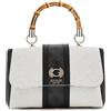 GUESS Kerima Bamboo Top Handle Flap Natural/Coal Logo