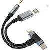HOYULLI Adattatore USB C da Lightning a jack per cuffie da 3,5 mm (2 in 1) per cavo audio AUX Apple, splitter di ricarica per iPhone 16, 15, 14 Pro Max, per iPad, compatibile con Samsung S25, convertitore