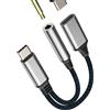 WASRUYI Adattatore jack da 3,5 mm a USB C 2 in 1 splitter per cuffie per iPhone 16 15 Pro Max compatibile per Samsung S23 Ultra Galaxy Android per Apple per iPad Air 4 DAC AUX Audio Stereo Accessori ausiliari