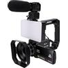 Luocute Videocamera 8K con Zoom Digitale 18X, 96MP | Stabilizzazione Anti-vibrazione a 6 Assi, Touch Screen da 3 Ruotabile a 270°, Telecomando e Luce di Riempimento Inclusi,