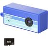 ECMQS Action Camera, fotocamera indossabile, scheda di memoria viola da 32 GB | Portachiavi leggero e portatile, con piccola videocamera, 1080p, video per studenti