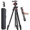 CAMBOFOTO Treppiede leggero da 69 pollici con testa a sfera, treppiede compatto da viaggio in alluminio per DSLR/SLR, compatibile con Canon, Nikon, binocolo, telescopio (supporta 4 kg, pesa 1,2 kg)