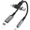 WASRUYI Adattatore USB C Lightning a jack per cuffie da 3,5 mm (2 in 1) per iPhone 16 15 14 13 Pro Max AUX Charger Splitter Cavo Audio Dongle per Apple Cavo di ricarica compatibile per Samsung S25 S24 Doppia
