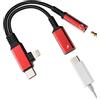 Kefiany Adattatore Lightning da USB C a jack per cuffie da 3,5 mm per iPhone 17 16 15 14 13 Pro Max Dongle (2 in 1) cavo di ricarica Aux Splitter per Apple per iPad Tipo C Porta connettore audio compatibile