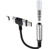 zoyuzan Adattatore da USB C a jack per cuffie da 3,5 mm per Apple (2 in 1) di tipo C, cavo splitter per iPhone 16 15 DAC Audio AUX per auto per iPad, compatibile con Samsung, auricolari, microfono