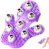 MITUMORMOR Massager, guanto a forma di palmo, massaggiatore con rullo a 9 rulli a 360 gradi, in metallo, per massaggiare lo stress (viola)