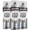 JENOLITE Vernice Spray Cromata Liscia | 3 x 500ml | Finitura Cromata | Multisuperficie - Metallo, Legno, Plastica, Ceramica | Adatto per interni ed esterni