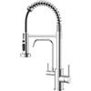 FORIOUS Rubinetto da Cucina a 3 Vie con Uscita Separata per Acqua Filtrata, Rubinetto Cucina 2 in 1 in Acciaio Inox con Doccetta Estraibile, 3 Modalità di Getto, 2 Leve, Girevole a 360°, Cromo Lucido