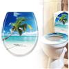 Froadp Copriwater con abbassamento automatico, sedile WC in Duroplast e acciaio inox, antibatterico, per tutti i WC (mare)