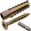 AERZETIX - Kit di 15 tasselli metallici ad espansione Ø8x38 mm color oro + 15 viti Ø6x40 mm + 1 punta PZ3 | per calcestruzzo cellulare e lastre in gesso