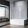 SONNI Porta Doccia Box Vasca da Bagno, ante pieghevoli 6mm Vetro Trasparente Temperato, Box Doccia per Vasca da Bagno 130 x 130 cm Cromo Vetro Doccia