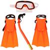 Anneome Set Snorkeling per Maschera, Pinne e Tubo, Arancia | Plastica e Silicone, Taglia 30-35 Yard, per Piscina e Nuoto, Facile da Portare