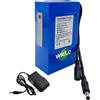 WILLQ Batteria portatile polimeri litio DC 12V per dispositivi elettrici 12 Volt | Batteria di ricambio ricaricabile al litio (12Ah, 16Ah, 24Ah, 33Ah, 45Ah) con indicatore LED