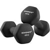 SONGMICS Set di 2 manubri, 2 x 4 kg, manubri corti, esagonali, rivestimento in neoprene, allenamento di forza, allenamento, fitness, casa, colore nero