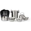 Risveglio Set di pentole da campeggio in acciaio inox 304, pentola leggera da 6/7 | e kit bollitore con borsa a rete per escursioni all'aperto zaino in spalla