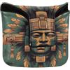 decoryou Maya Tribal Mask Deep Green Bronze Orange Mallet Covers | Copritesta per putter da golf,per Mallet Square,Pelle PU impermeabile