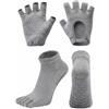 Harilla Calze Sportive Antiscivolo Guanti Senza Dita Calzini a Dita Set per Allenamento in Silicone E Struttura Traspirante in Cotone Pettinato per Comfort E, Grigio Chiaro