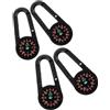 VILLCASE 4 Pezzi Portachiavi Bussola con Moschettone Nero ABS | Clip a Scatto Integrata, Design Compatto e Leggero, per Campeggio, Arrampicata e Navigazione