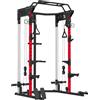 SPORTNOW Power Tower con Sistema di Cavi Pulley Regolabili, Capacità 900 kg | Rack Palestra Multifunzione, Barre Trazioni e Dip, Ganci J, Squat Rack, Supporto Landmine, Allenamento Casa Palestra
