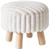 Aibiju Pouf Piccolo con Contenitore, Pouf Rotondo in Velluto con Gambe in Legno, Tavolino, Poggiapiedi, Seduta Extra per Ingresso, Soggiorno, Camera da Letto, Bianco YD-JD153W