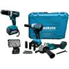 Generico Kit Completo Professionale 4 in 1 Trapano Smerigliatrice Avvitatore ad Impulsi Lampada led 2 batterie 68v