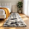 Homaxy Tappeto a pelo lungo e soffice, 80 x 150 cm | Tappeto con fondo antiscivolo, morbido, lavabile, moderno, per corridoio, cucina, ingresso, colore: nero e bianco