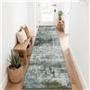 SOANNY Tappeto Passatoia Astratto Lavabile 80x240 cm, Verde Muschio | Moderno, Pelo Corto, Super Morbido, Antiscivolo, Corridoio, Ingresso, Cucina, Camera da Letto, Lavanderia, Ufficio