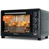 Sommertal Mini forno da 45 l con spiedino girevole e ricircolo, 2000 W, 100 - 230 °C, timer da 60 minuti, forno per pollo, mini forno da 45 litri con convezione, cottura, grigliate e pizza, accessori