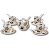 LEONARDO LUXURY HOME DESIGN Set 4 Tazzine da caffè con Piattini Cucchiaini e Zuccheriera Porcellana Decorata Frutta Elegante Idea Regalo (4TazzeFrutta+Zuccheriera)