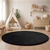 Paco Home Tappeto Bambini Cameretta Bambina Ragezzi Tappeto Morbido Antiscivolo Moderno, Dimensione:80 cm tondo, Colore:Nero