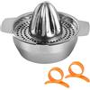 MEMOFYND 1 spremiagrumi in acciaio inox, 2 anelli, sbuccia-arancia, succo manuale di frutta e arancia, facile da pulire, spremiagrumi a mano con contenitore
